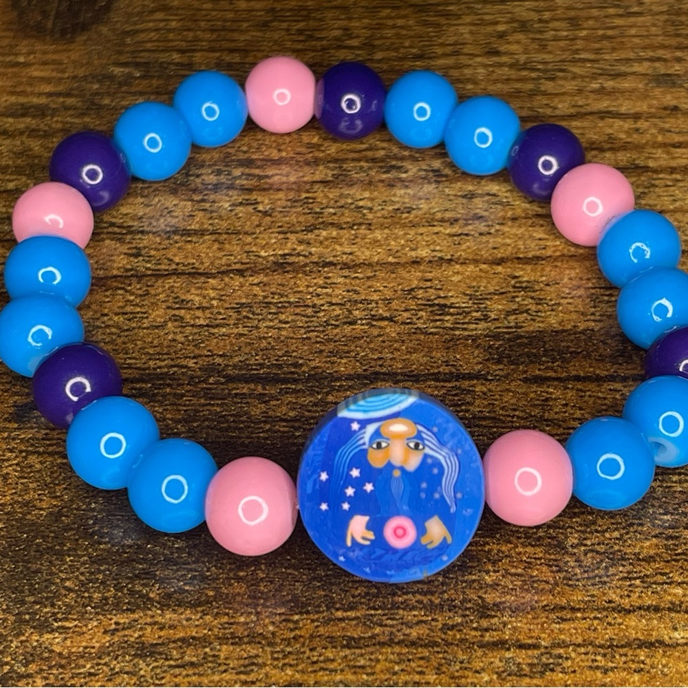 Colorful Beaded Bracelet with Blue and Pink Beads